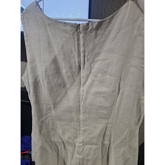 Lily Collection Tan Linen Blend Tank Dress Short Fish Embroidered Women's Large - Picture 4 of 5